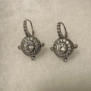 Elegant Sterling Silver Judith Ripka CZ Large Diamond  Crystal Drop Earrings